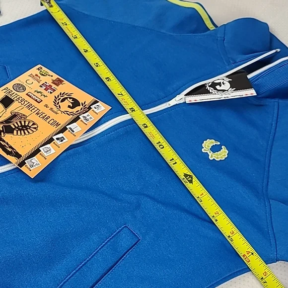 Retro Fred Perry Women's Track Jacket Vintage Portugal Made Blue & Neon Pirate69 - Picture 6 of 6